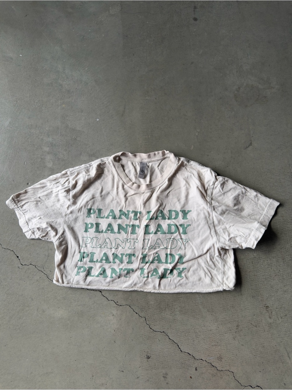 Plant Lady Cropped Graphic Tee / Cream Green